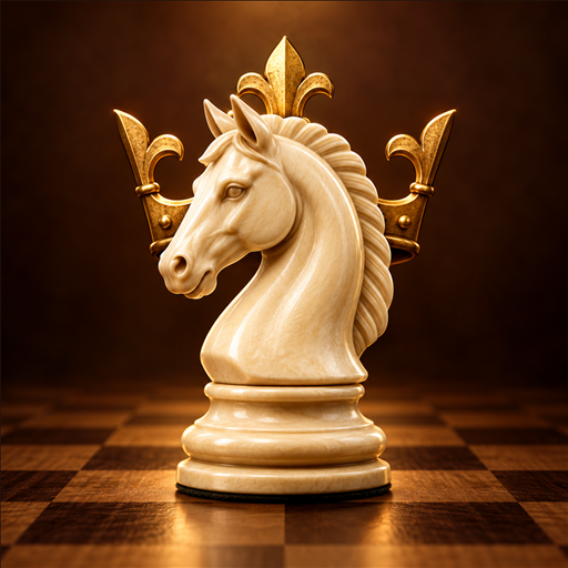 Ícone Chess Master Pro: cavalo de marfim com coroa dourada